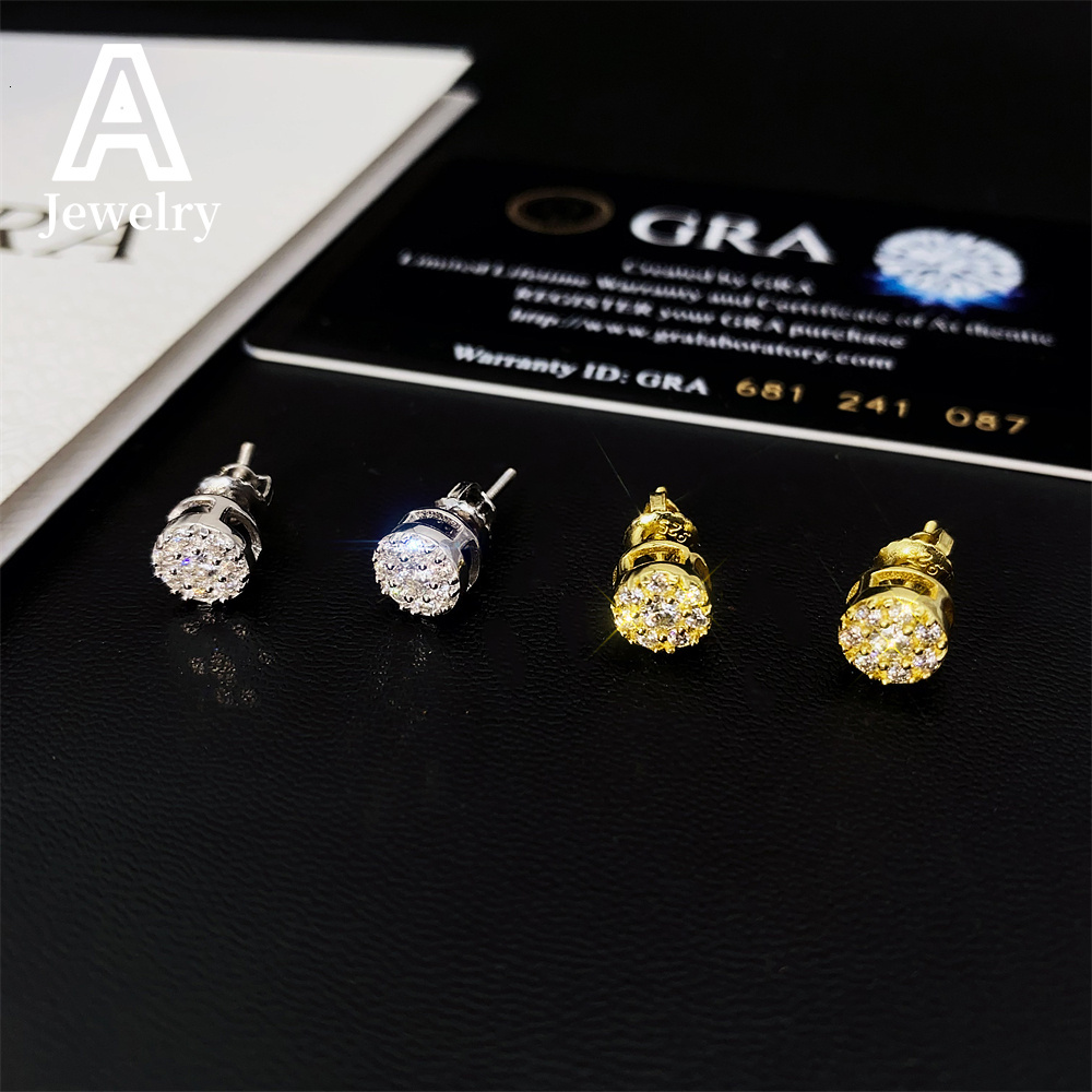 Best-selling s925 sterling silver VVS round Mossan earrings exquisite earrings for men and women in Europe and America