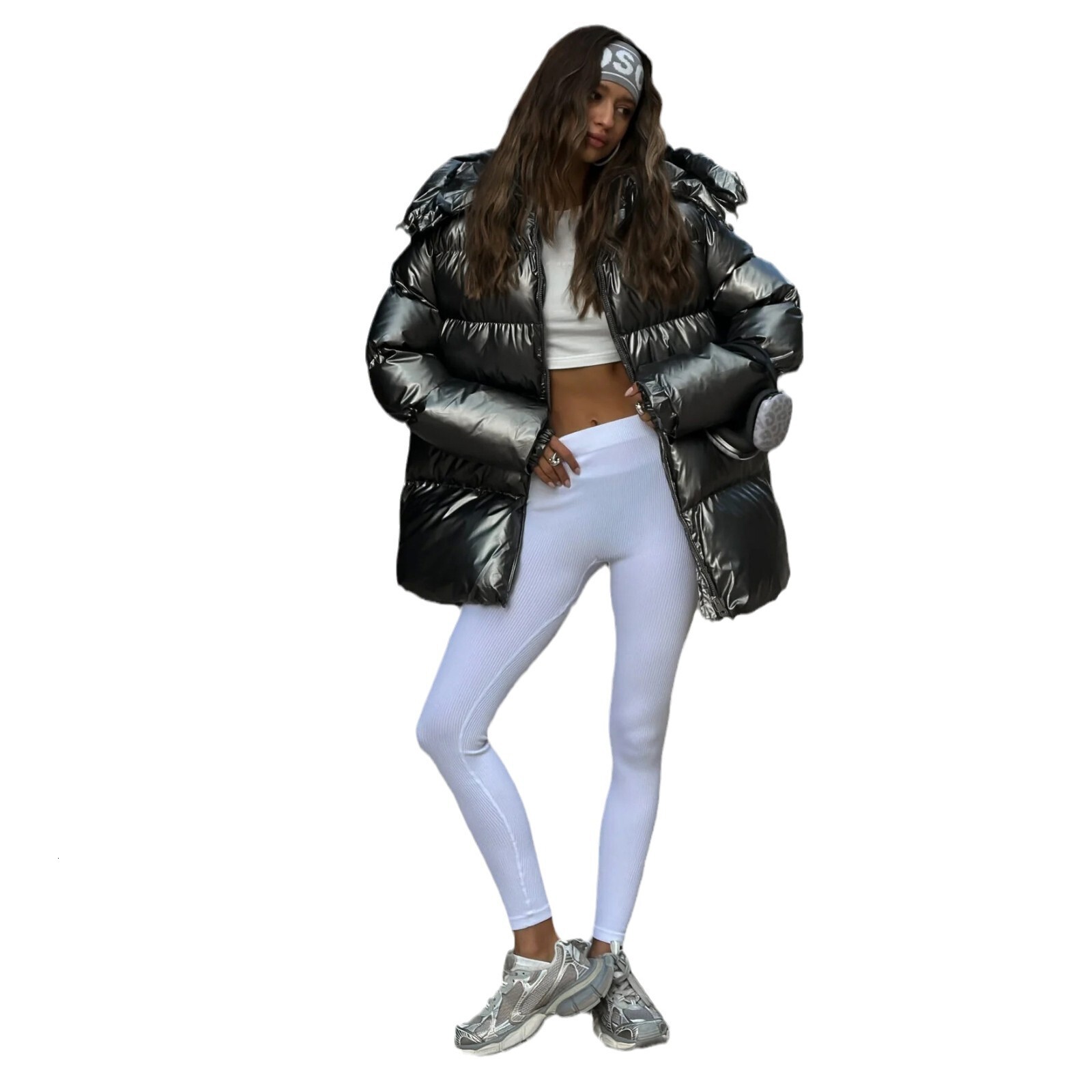 Bright colored high-end feel, winter cotton clothing for women, hooded zipper cardigan, warm and fashionable