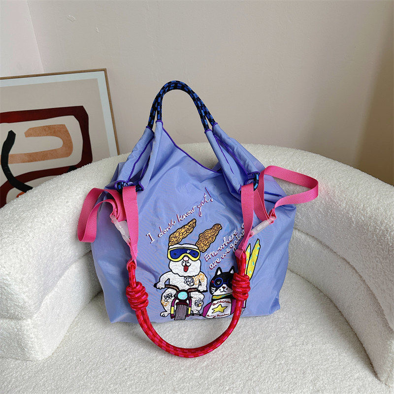 2025S Fashion Designer High Quality Homemade Ball Chain Environmentally Friendly Shopping With Fabric Embroidery And Hand Held Nylon Canvas Bag