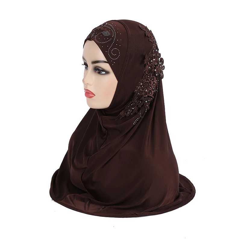H027 Beautiful teenage Gils Muslim headscarf with lace and stone Islamic scalp razor hat please include on the packaging of Ramadan gifts X250324