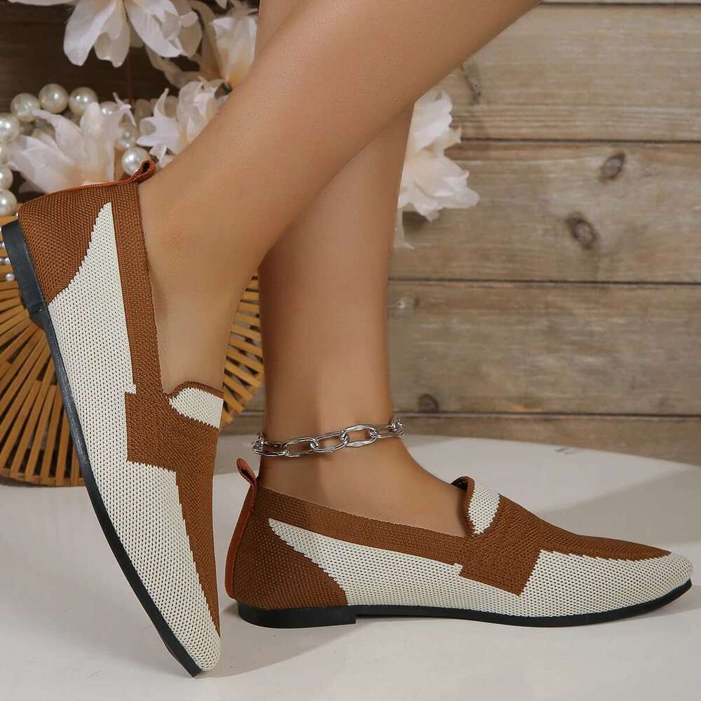 New Fashion Mesh Spring Summer Pointed Knitted Breathable Single Flat Woven Shallow Mouth Doudou Shoes Women