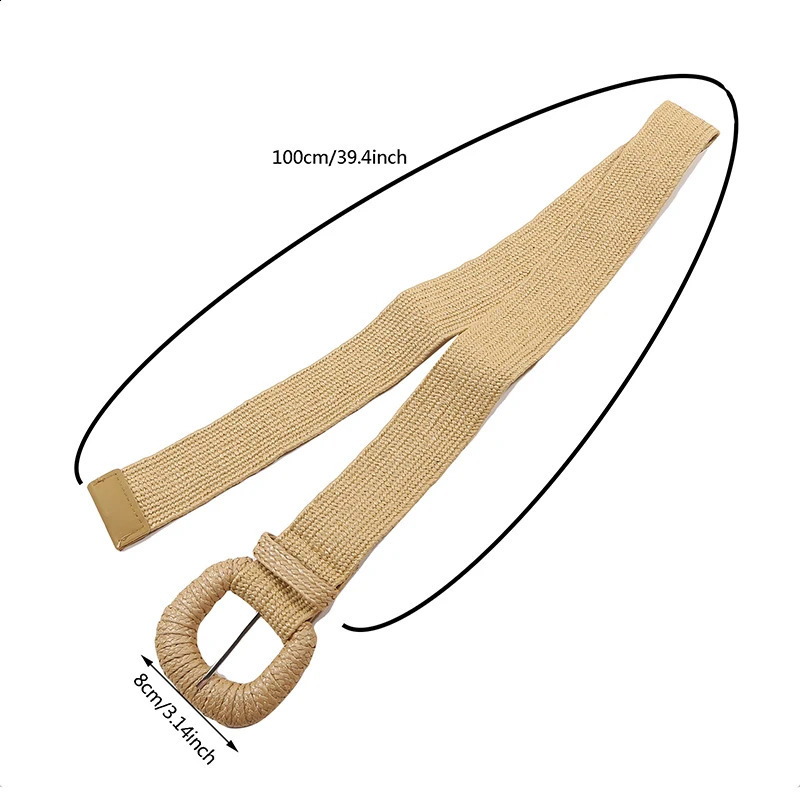 Retro Women Summer Pin Buckle Belts Fashion Female Braided Wide Belts er Woven Elastic PP Straw Grass Girls Waistband 250324