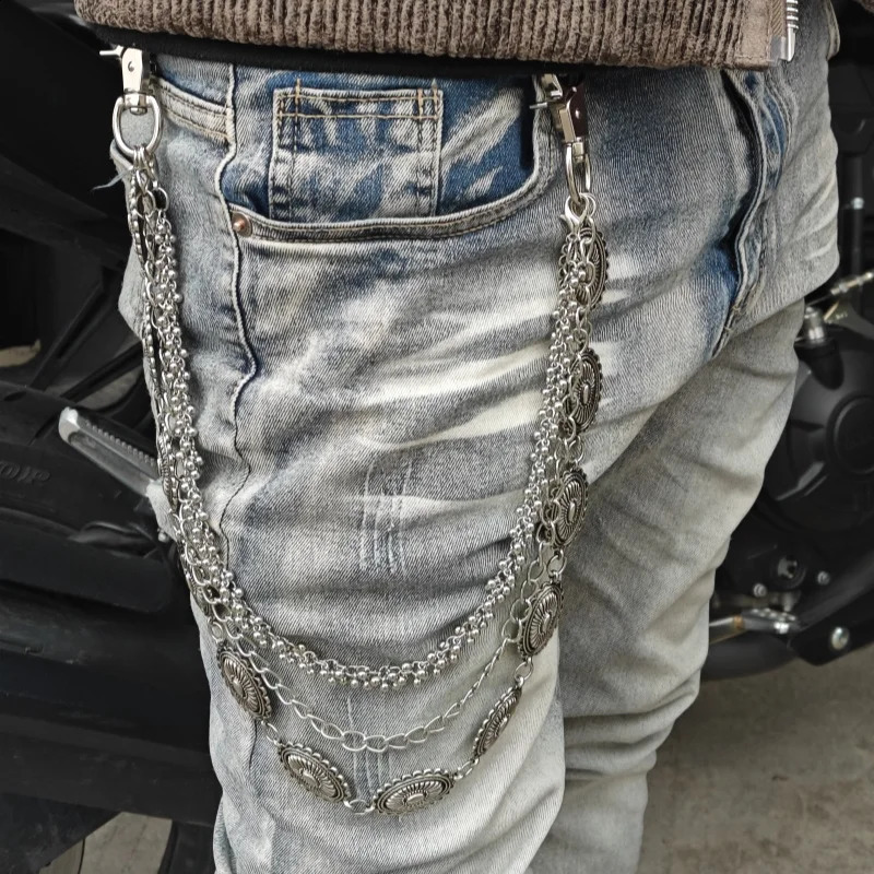 2025 Model Retro Pants Chain Trendy Men And Girls Ones Waist Accessories Three Layers Hip Hop Jewelry Key Chain 250324