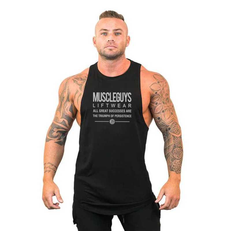 New summer gym clothing fitness vest mens fitness single sleeve cotton muscle vest X250324