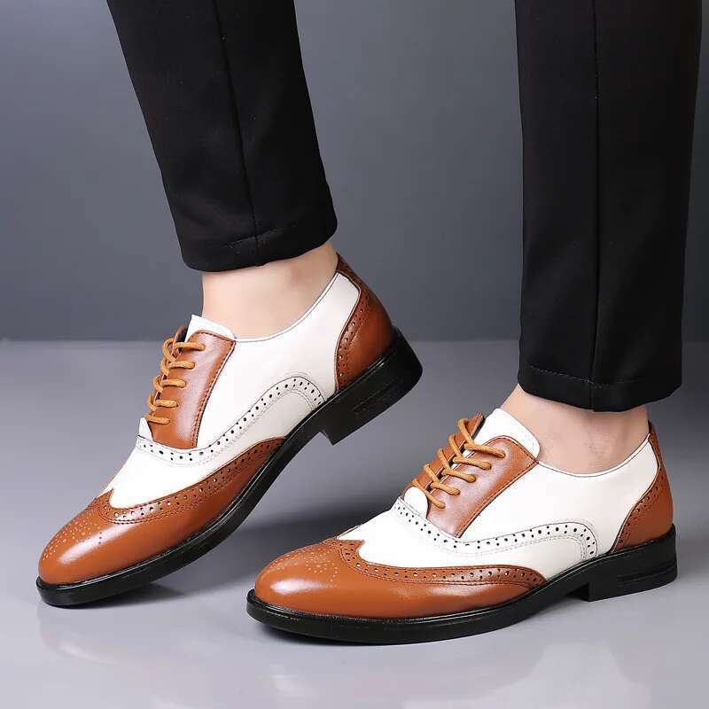 Brand Men's Dress Classic Brogue Leather for Fashion Party Wedding Shoe Business Casual Men Oxford Shoes