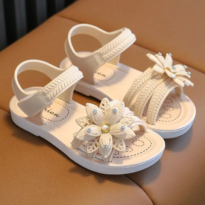 summer cute flower age 28 childrens slippers soft and good sandals suitable for girls anti slip beaver flip up princess shoes y250312