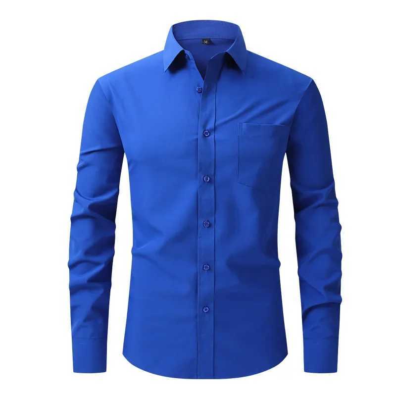 2024 wrinkle resistant elastic ultra-thin elastic suitable for mens business dress basic long sleeved mens social formal shirt US size S-2XL X250324