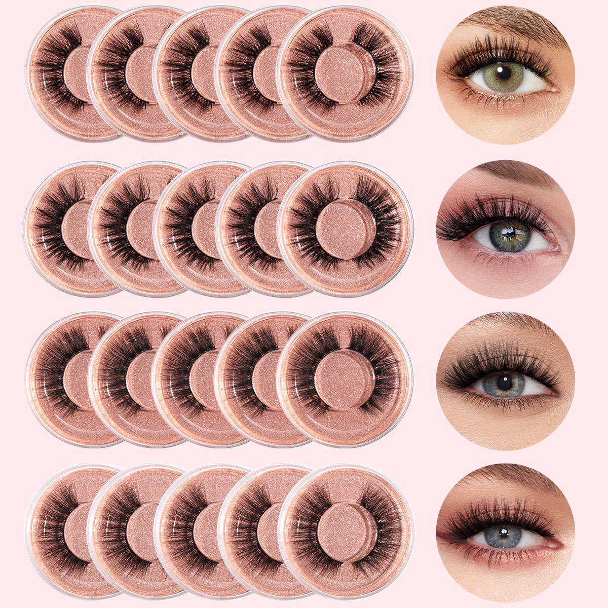 20 boxes of mixed thick and exaggerated false eyelashes naturally curled eyelashes and curled eyelashes W250324