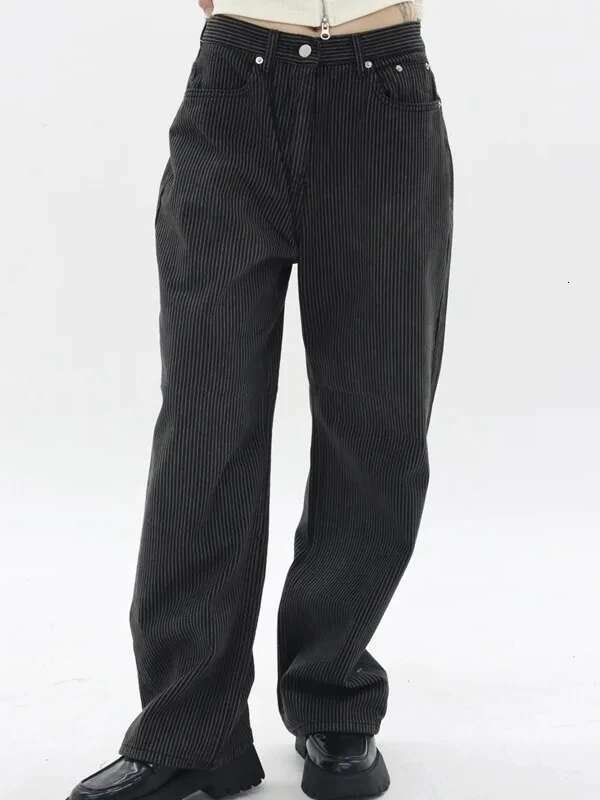 Vintage Vertical Striped Y2k Clothes Womens Haruku Retro Baggy Jeans Fashion Casual High Waist Slim Fit Trousers