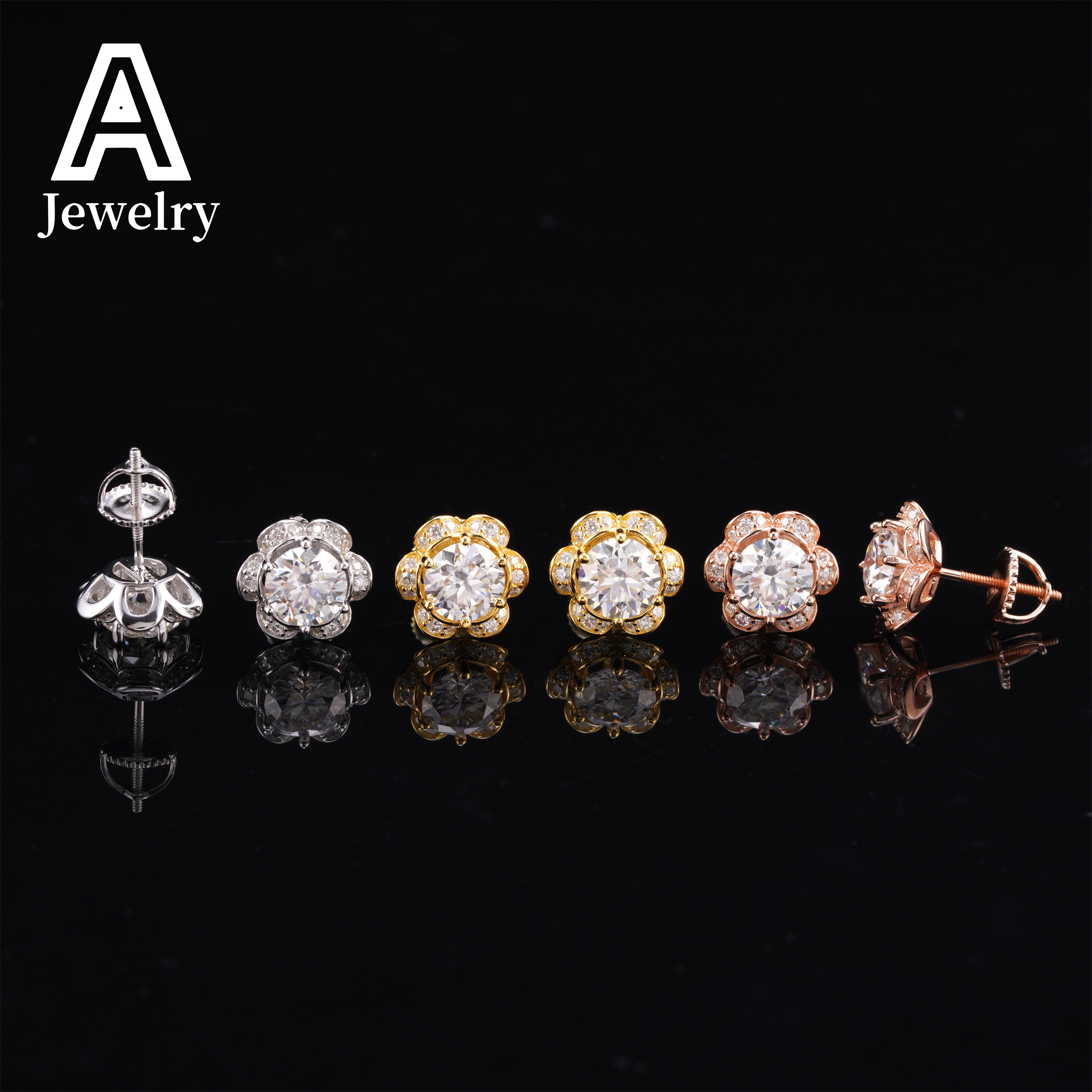 Moissanite Diamond Luxury Silver 925 Jewellery Earring Luxury Bridal Earrings Flower Stud Earrings For Women