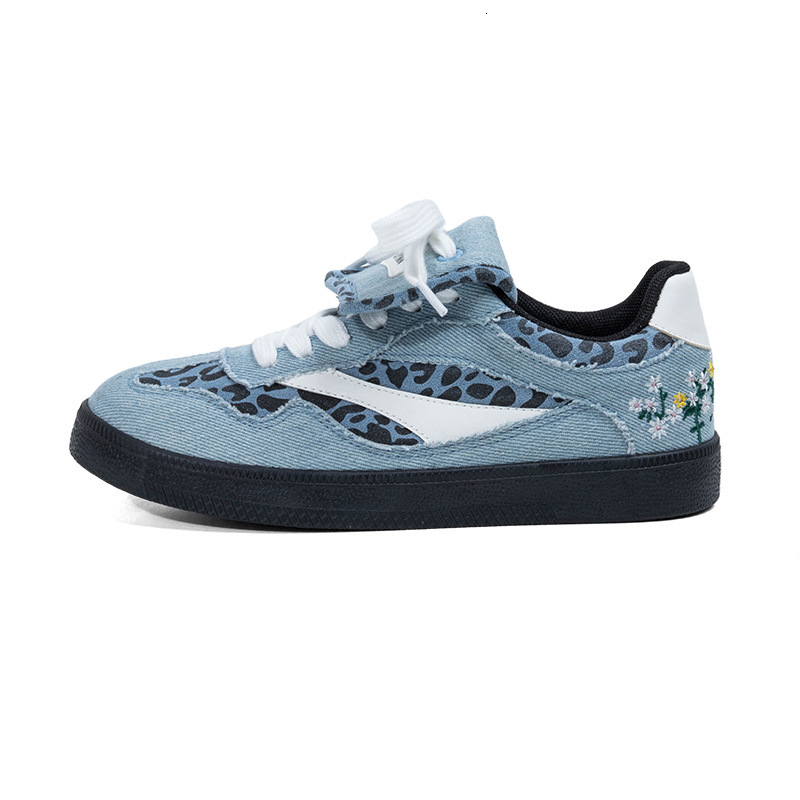 2025 new classic leopard print denim campus style low cut designer fashionable casual women's shoes