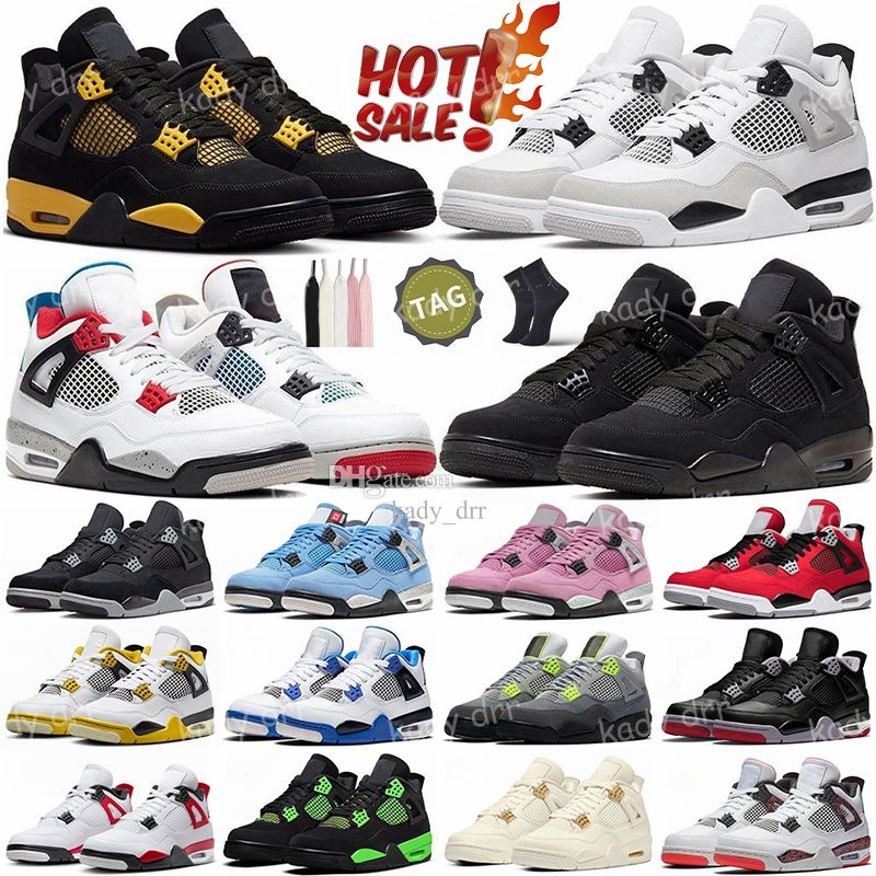 Basketball Shoes 4 Military Black Cat 4S Bred Yellow Thunder Sail Olive Red Cement White Oreo Cool Grey Trainers Men Women Sport Sneakers xx