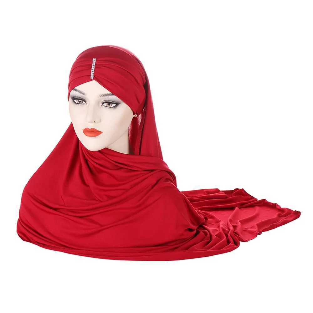 Instant cotton headscarf with diamonds Jersey hat brand design Muslim scarf plain weave please wear it anytime X250324