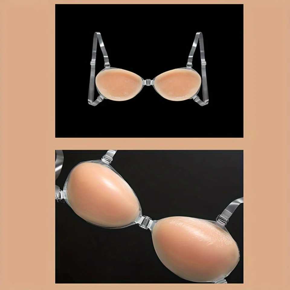 2 pairs of ultra comfortable silicone strapless bras - self-adhesive backless push up womens soft padded covers - wireless FabXJ250324