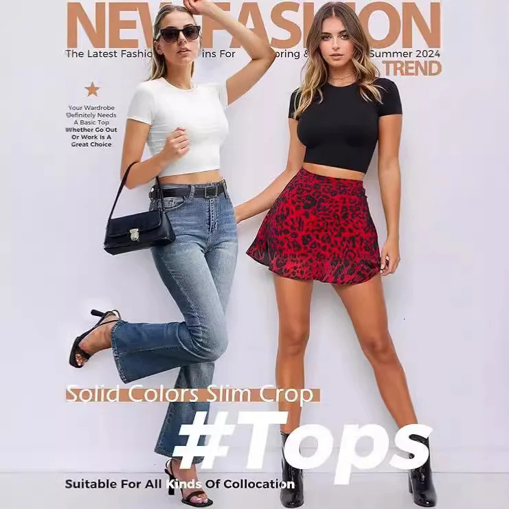 Womens crop top exposed white Tshirt spicy girl summer floral womens thin cut round neck milk silk short sleeved shirt 250324