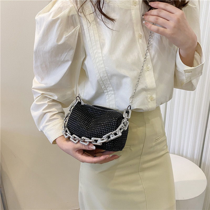 2025S Fashion Designer Spring Summer Small Women S New Trend Colored Diamond Pillow Chain Strap Single Shoulder Personalized Crossbody Bag