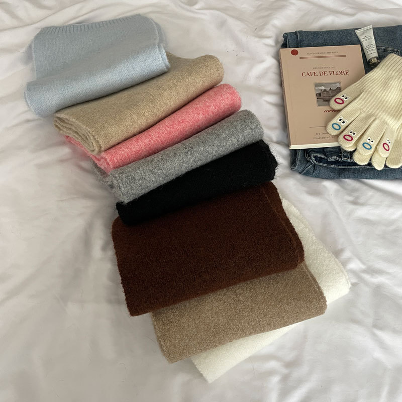 K213 High-end Korean order! Pure color cashmere wool scarf knitted neck collar Dongdaemun Korean version factory wholesale