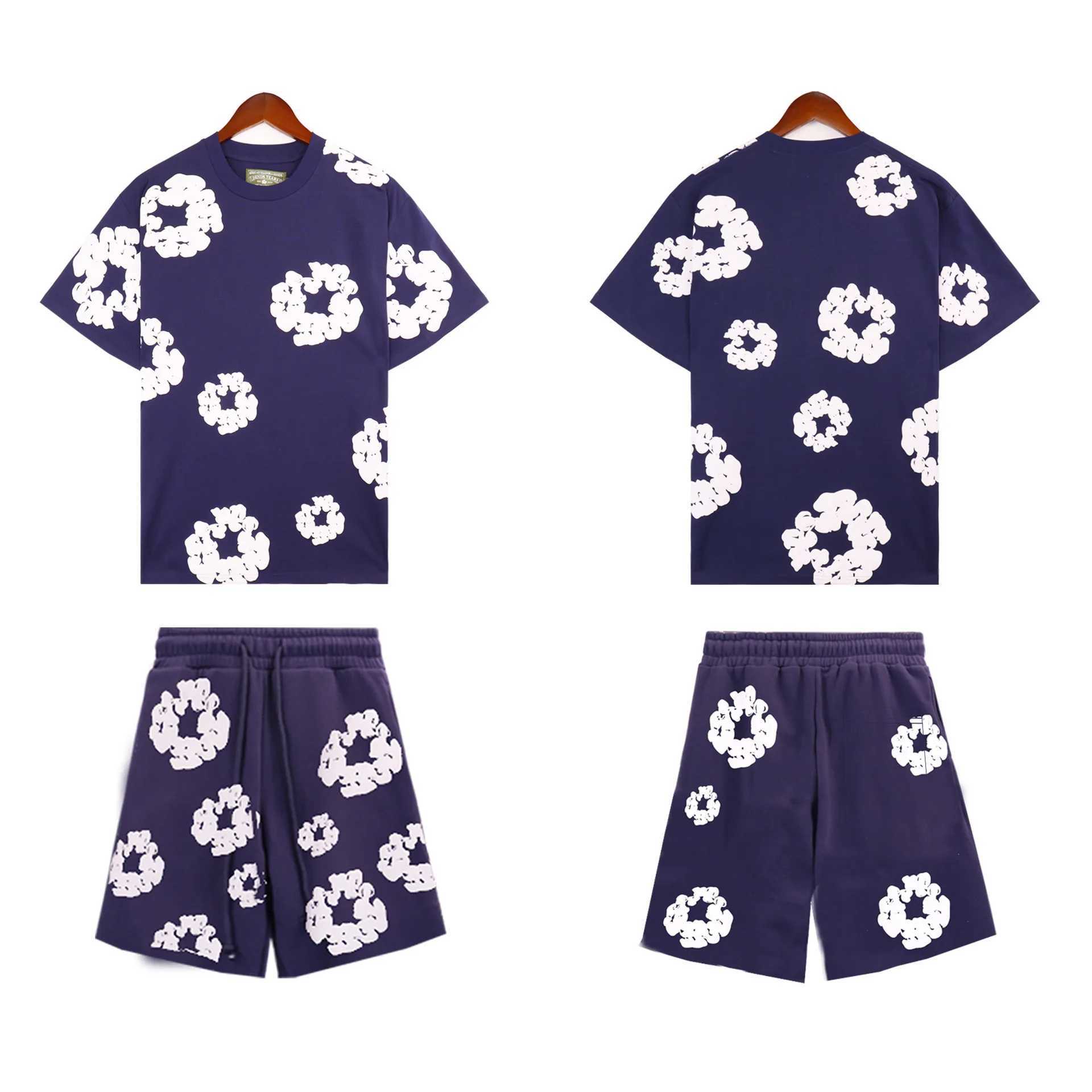 New Fashion Mens Womens Same Kapok Foam Printing Short-sLeeved T-shirt with ShortsT250324