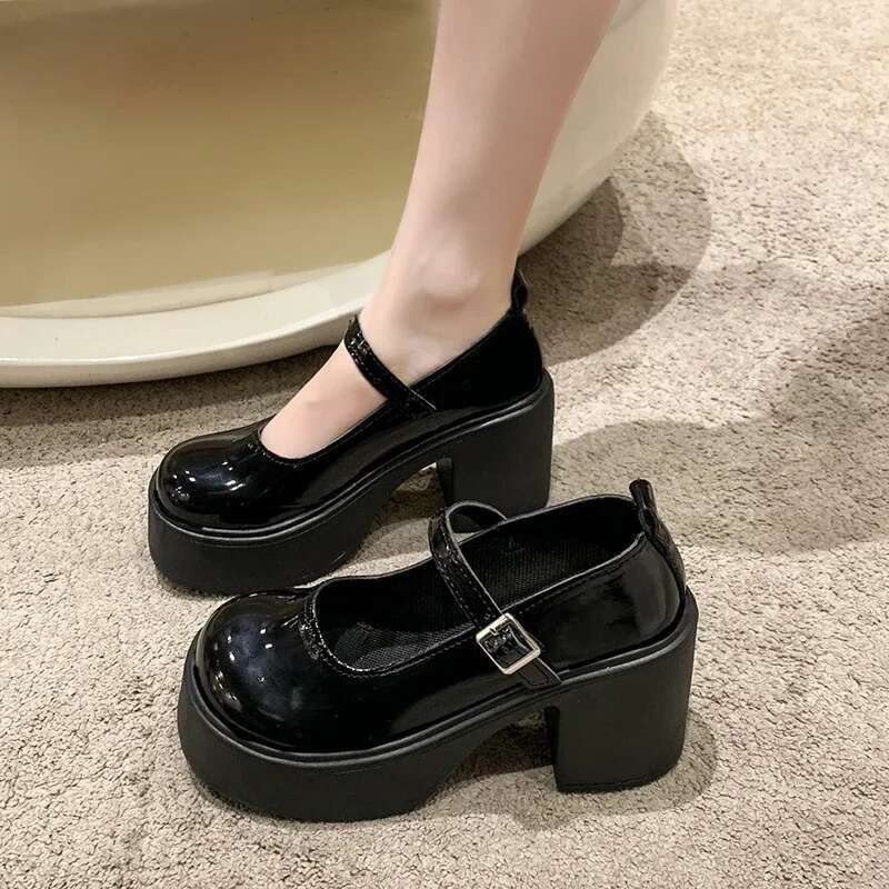 Fashion White Chunky Platform High Heels Women's 2025 New Fall/winter Mary Jane Shoes platform heels