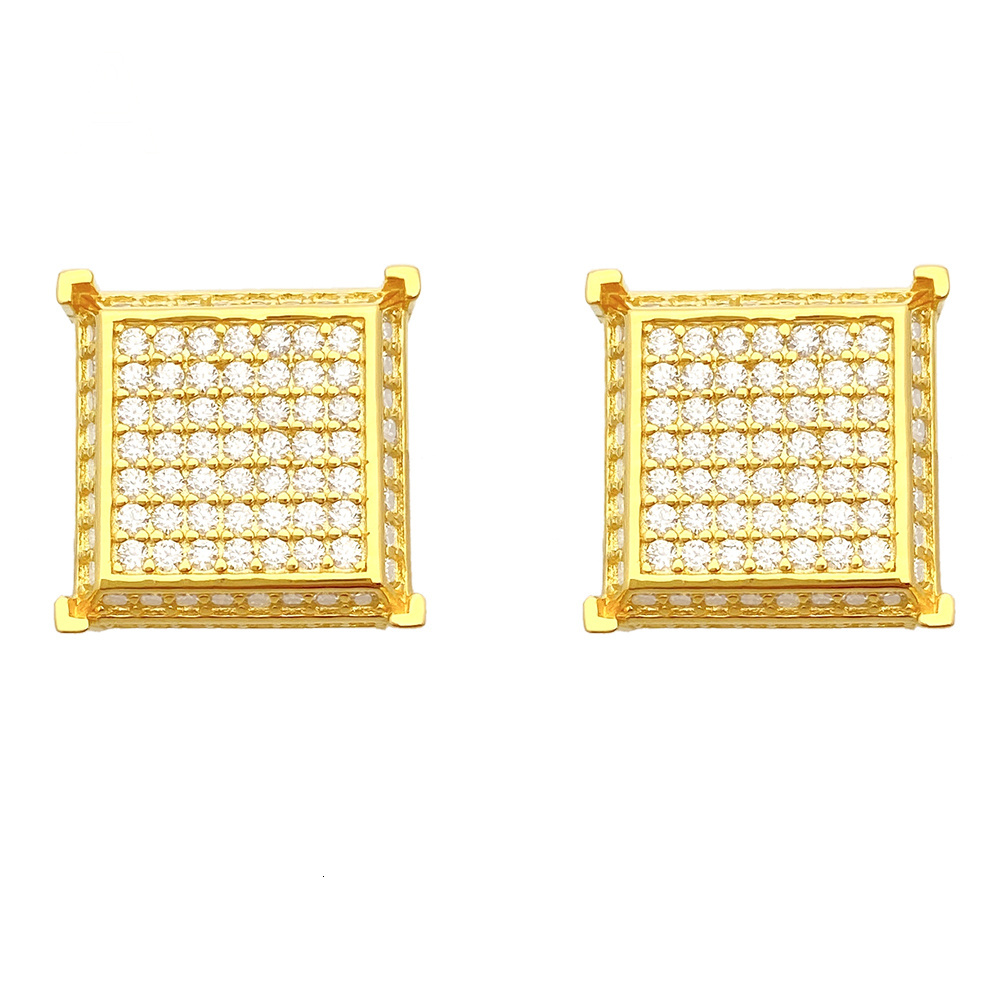 European and American classic fashion male and female princess square full diamond stud Hip Hop 925 sterling silver Moissamite s