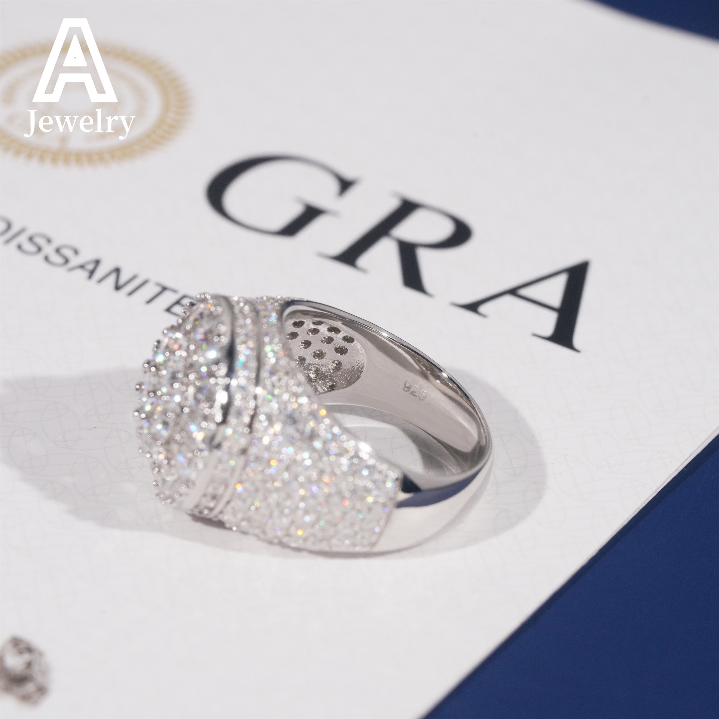 European and American fashion ring VVS Mossan Diamond Engagement Ring 925 sterling silver jewelry ice crystal ring GRA