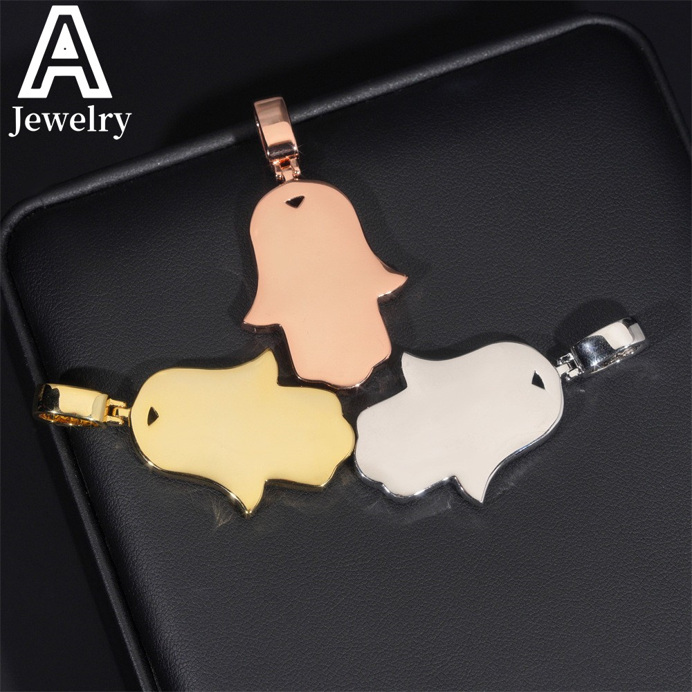 Iced out jewelry 925 Sterling Silver Pendants Hip Hop Jewelry Moissanite Hamsa Hand Charm Pendants