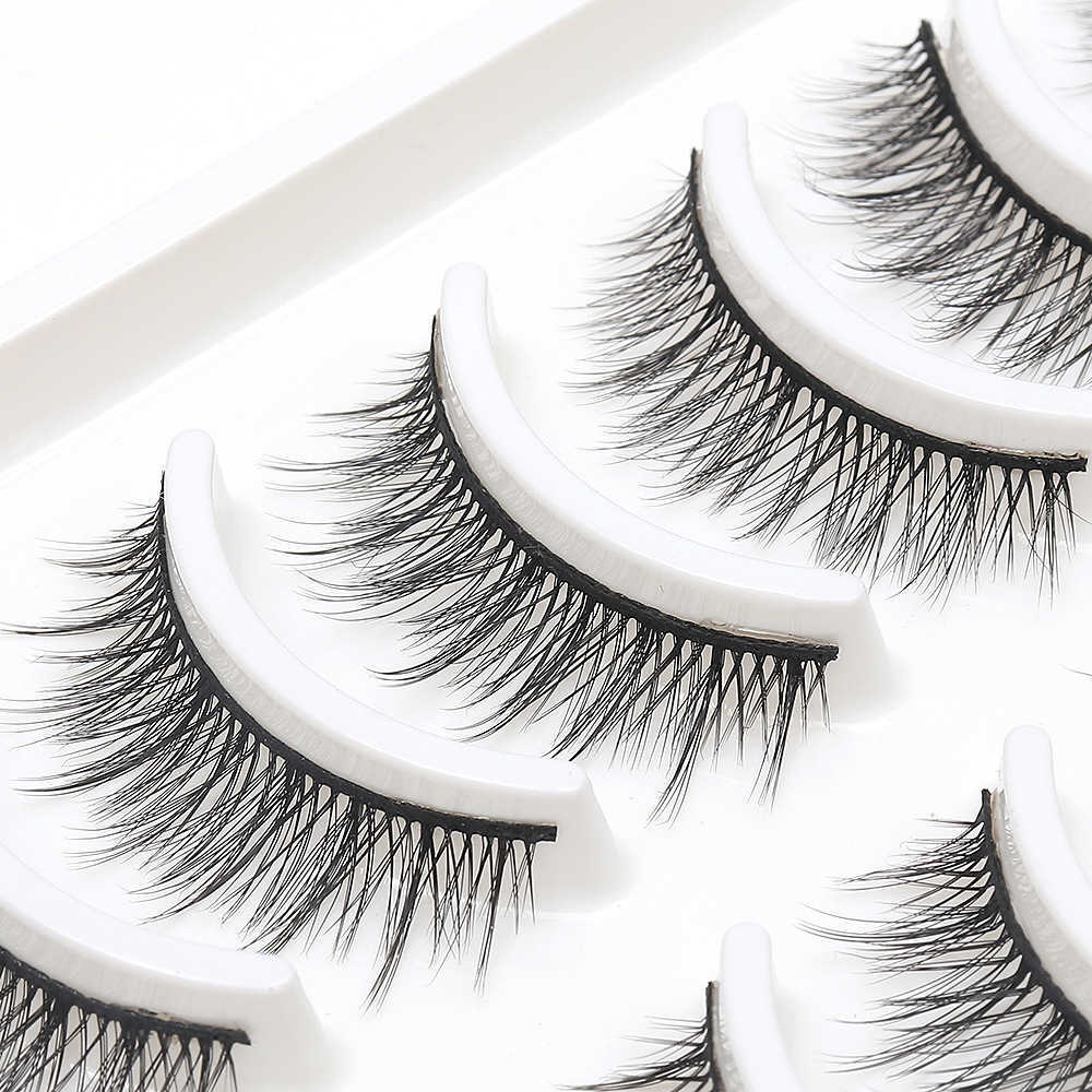 10 pairs of 3D synthetic fiber simulation hard stem false eyelashes simple and natural three-dimensional eyelashes W250324