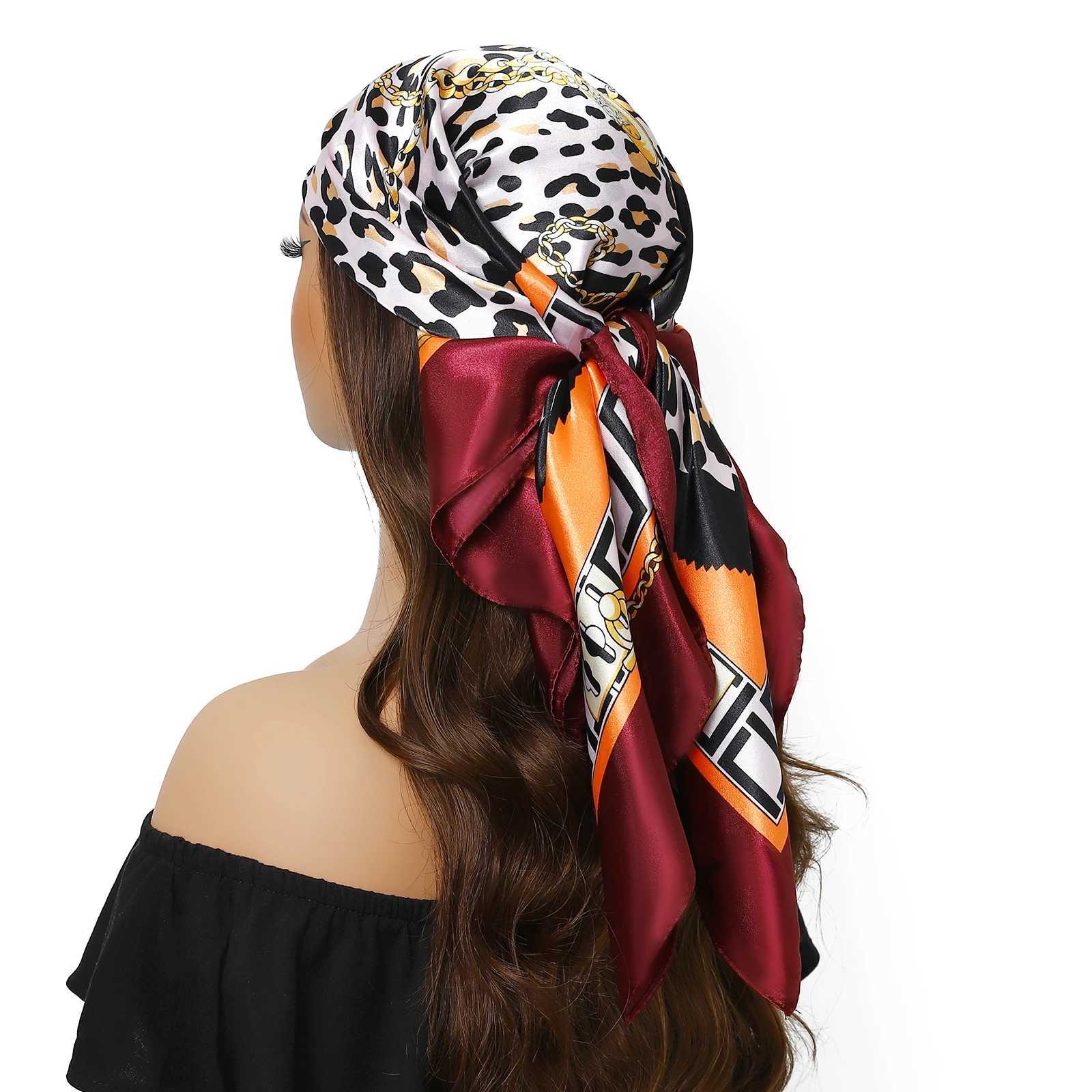 Fashion beach sunset silk scarf new 90X90CM shawl European and American 35.4-inch Kerchief Popar printing square Bandan X250324