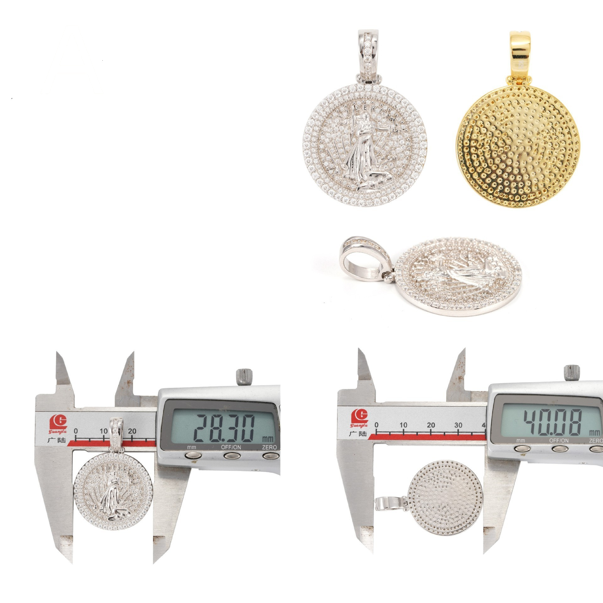 Fashion Ready Made Free Chain Gold Coin Pendant Lady Liberty Goddess Manufacturers 925 Moissanite Hip Hop Gifts Idea