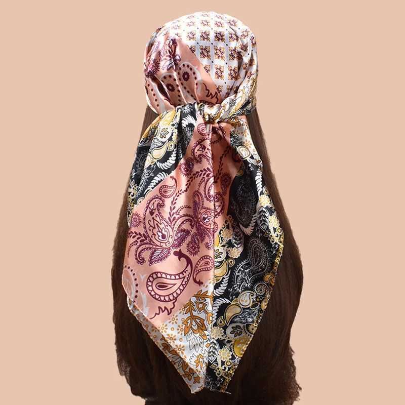 High quality silk scarf with top wrapping and four seasons hair scarf Foard luxury Bandana womens scarf 90 * 90cm X250324