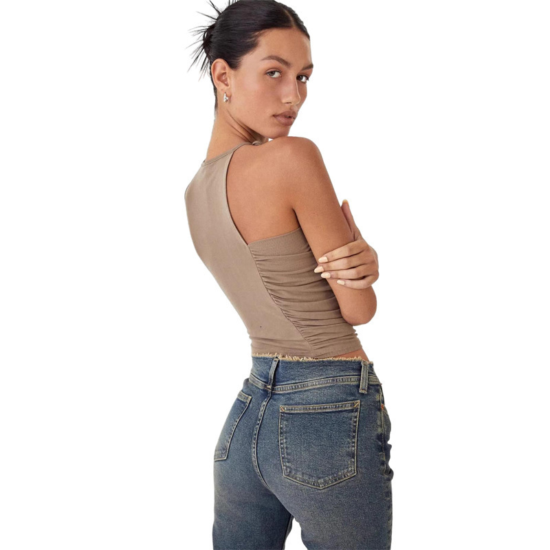 2025 Autumn Fashion Trend Women's Clothing New Designer Vest Slim Fit Spicy Girl Hanging Collar Outdoor Tie Irregular Small Vest