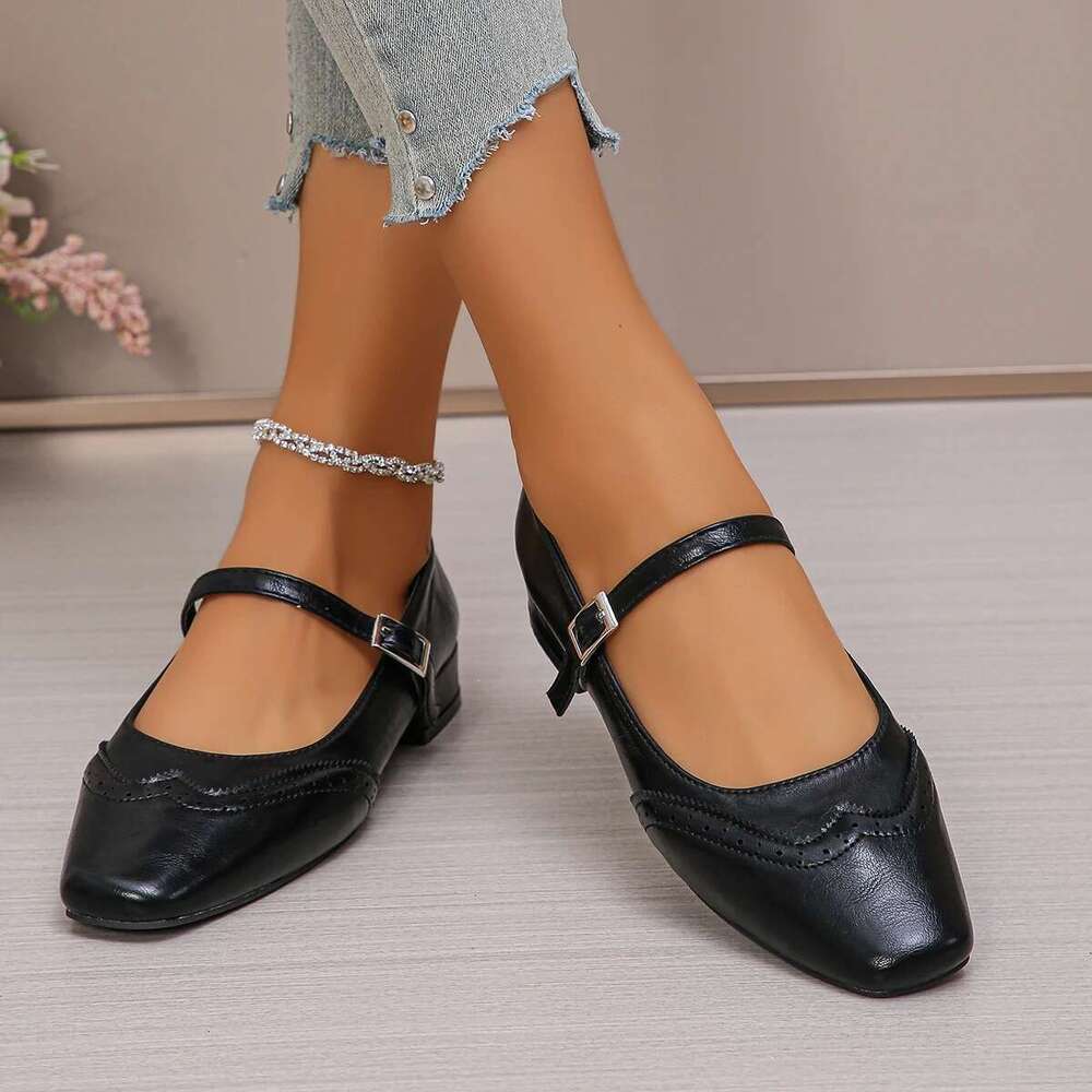 Plus Size 43 Mary Janes Woman Spring 2025 Square Toe Ankle Strap Ballet Flats Women Comfortable Ladies Casual Single Shoes