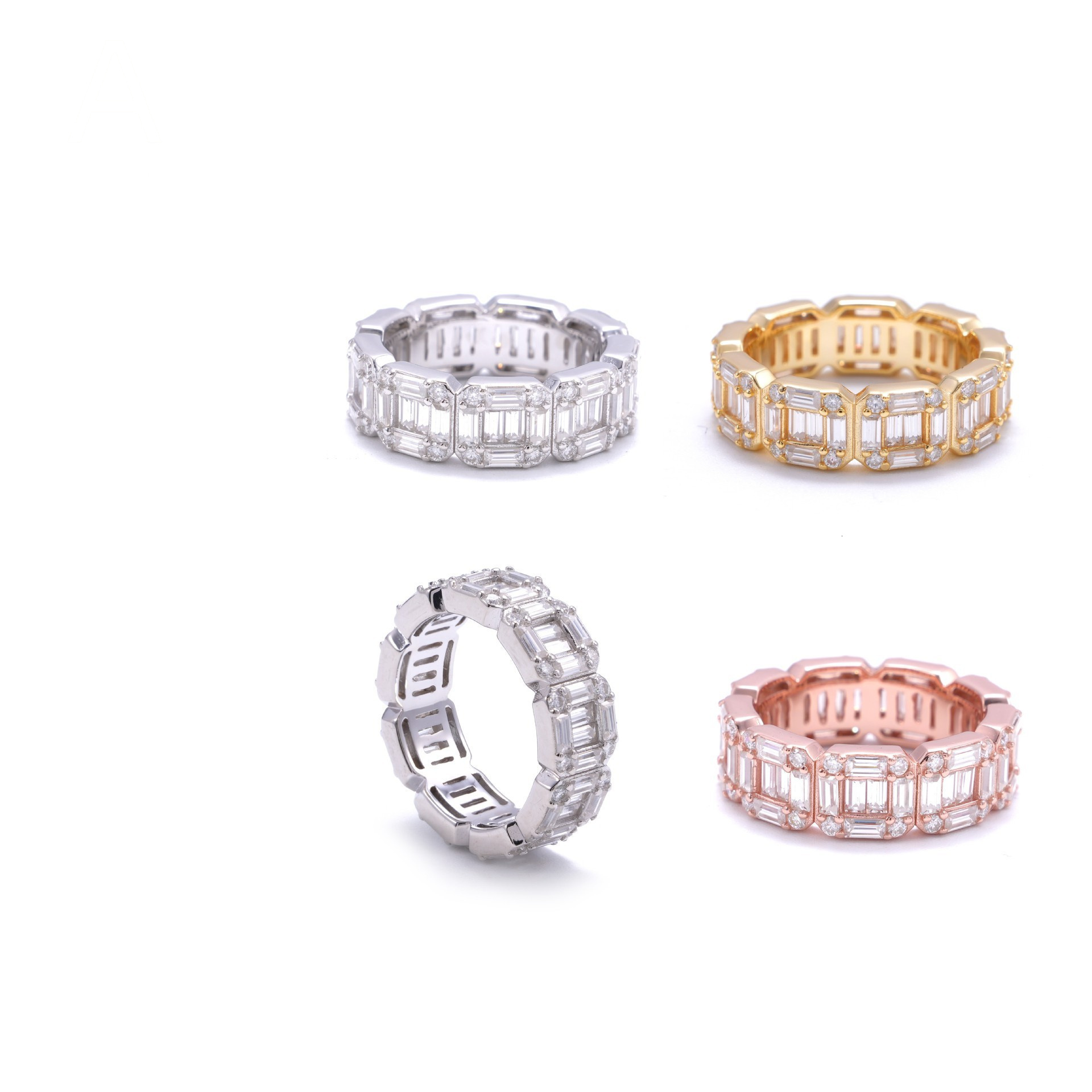 New Style unique flat line cut 925 sterling silver Moissanite ring for men and women Hip Hop set fashion rings