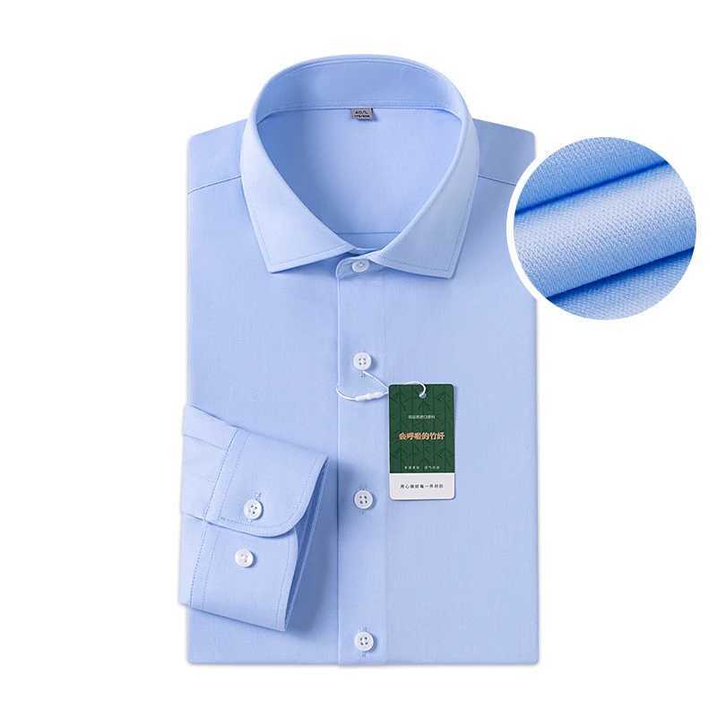 Windsor collar regular cuff dress fashionable mens long sleeved luxury business formal shirt solid easy care casual social X250324