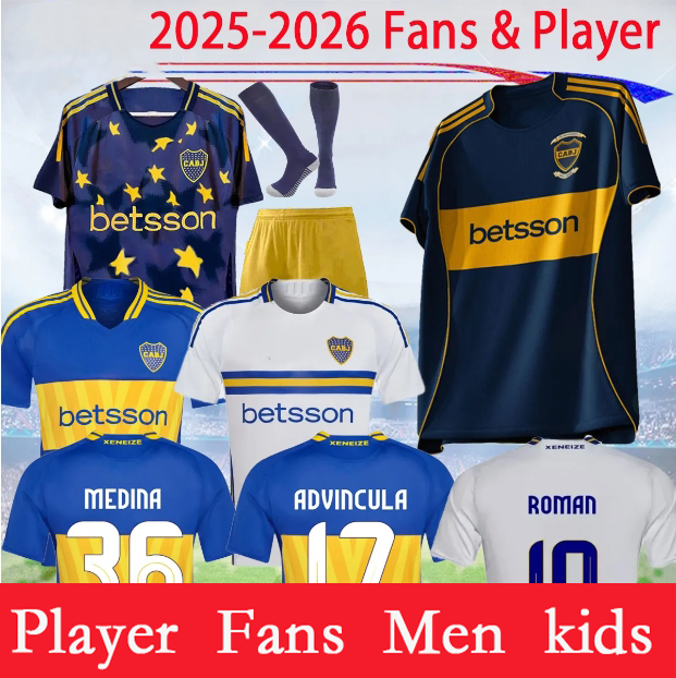 25 26 CA Boca Juniors MARADONA TEVEZ soccer jersey CAVANI home men kit ALEXIS DE ROSSI 2025 Fans players CARLITOS third camiseta futbol football kids Sets 16-2XL