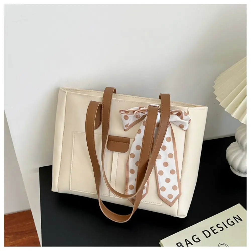 Fashion silk scarf shoulder bag bow contrasting color handbag splicing lower arm bag 250320