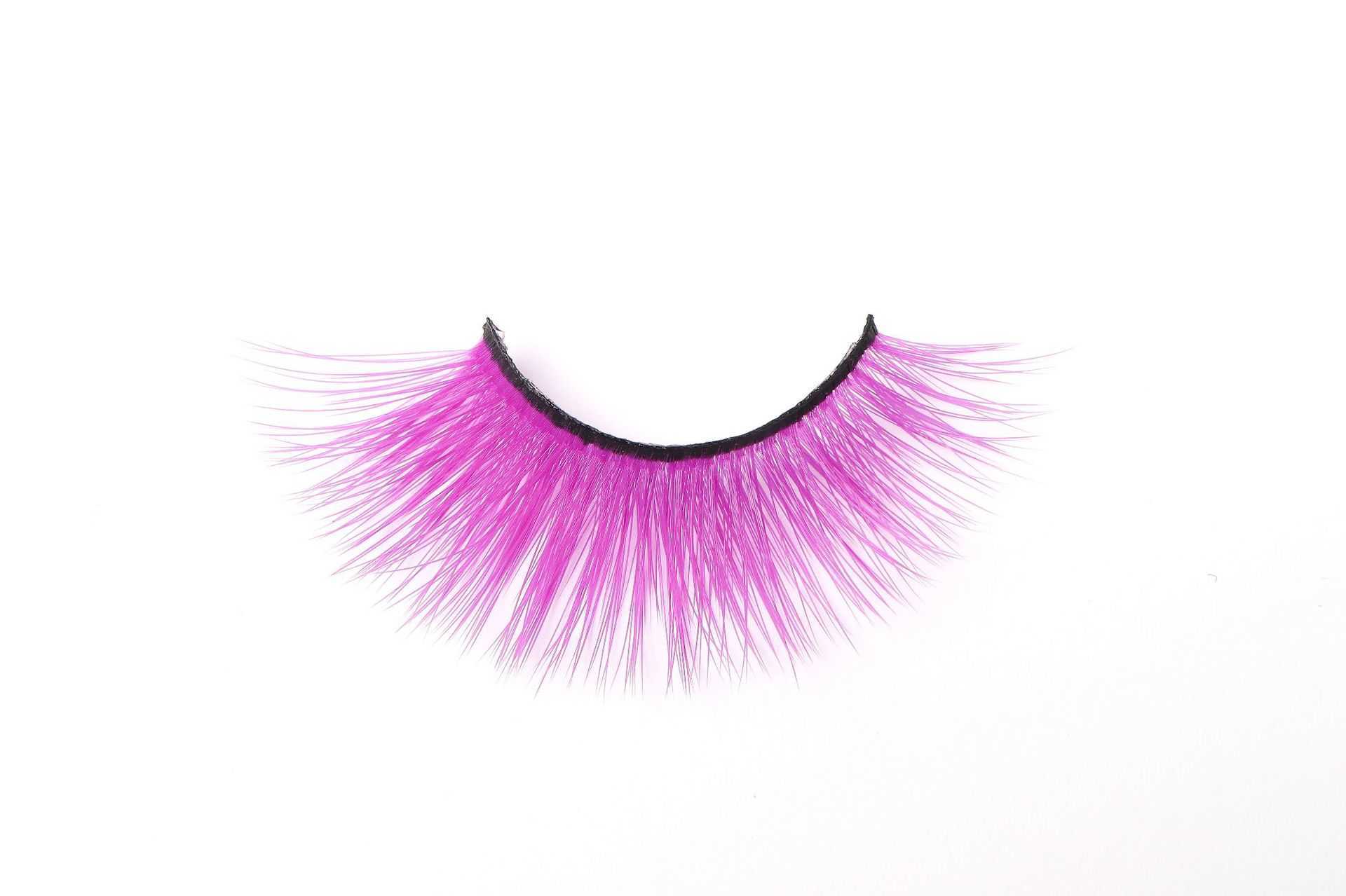 Colorful synthetic false eyelashes exaggerated stage creative makeup transparent stem thick and curly W250324