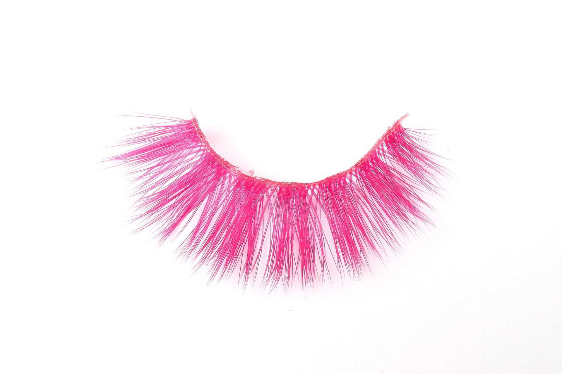 Colorful synthetic false eyelashes exaggerated stage creative makeup transparent stem thick and curly W250324