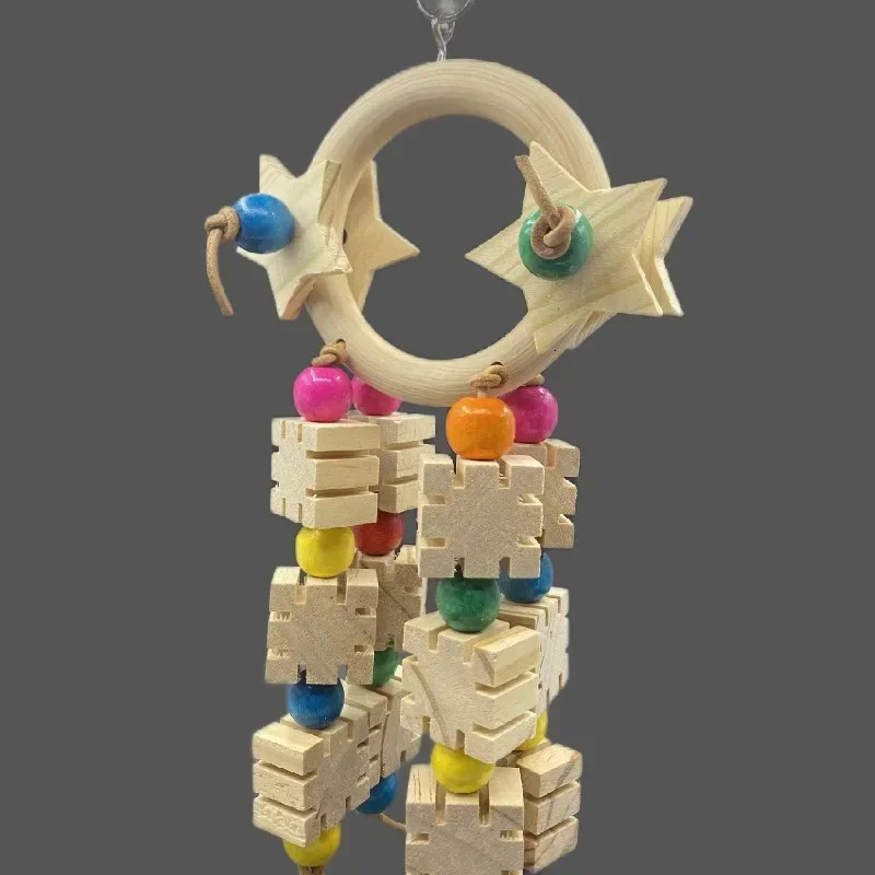 Parrot Toys Five Pointed Star Rings Bird Supplies Tools Chew Swings Wooden Medium To Large 250320