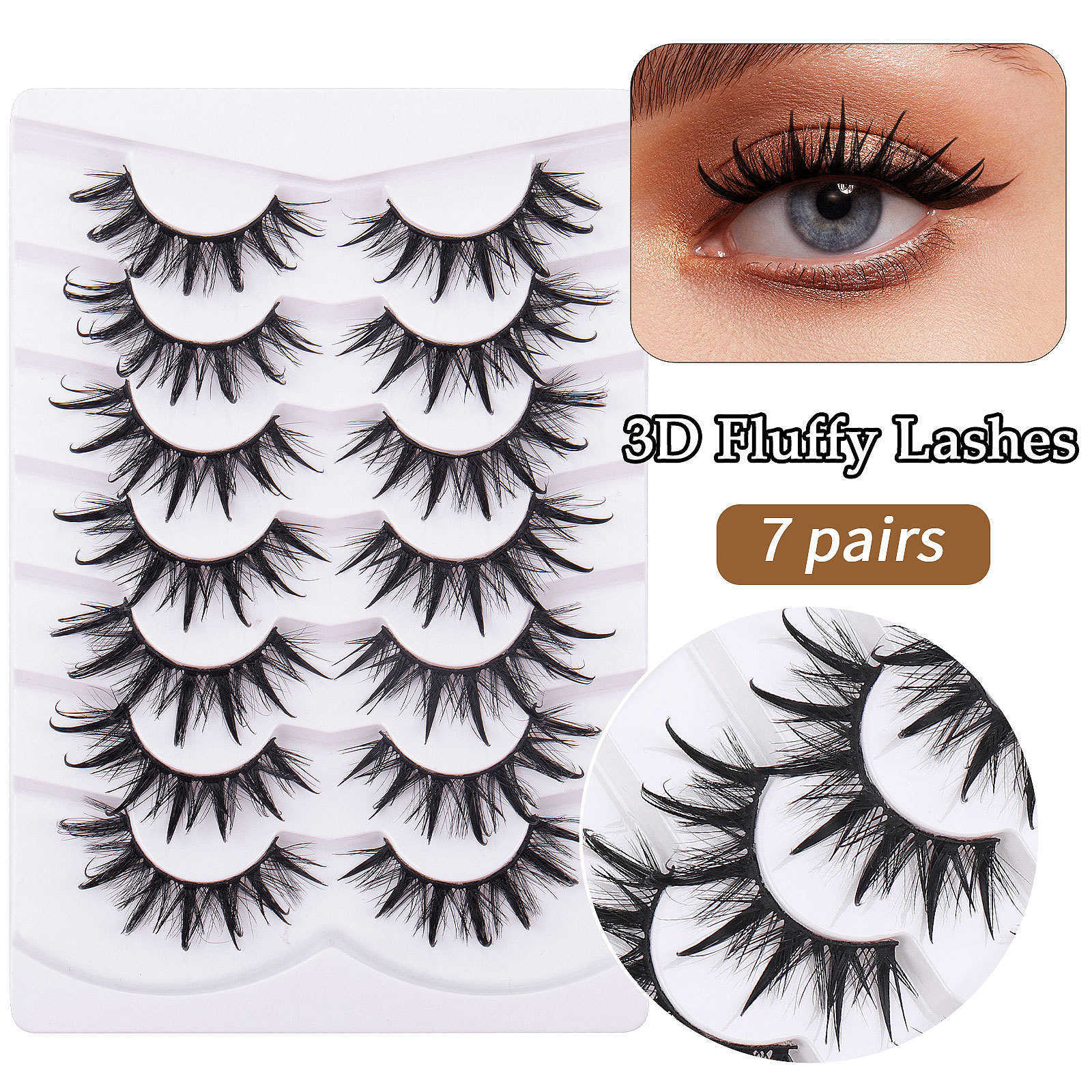 New product 7 pairs of fake eyelashes with thick exaggerated curls simulated eyelashes and grafting eyelashes W250324