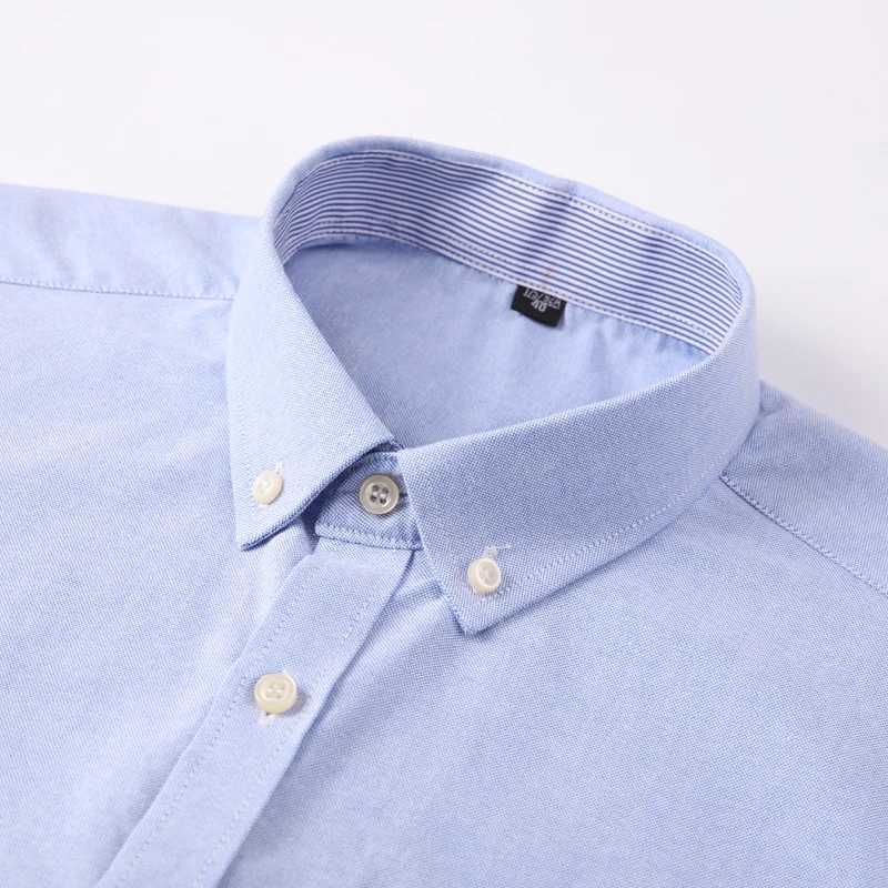 Mens Oxford short sleeved square neckline pure cotton striped summer casual shirt with single pocket comfortable cotton shirt X2503241