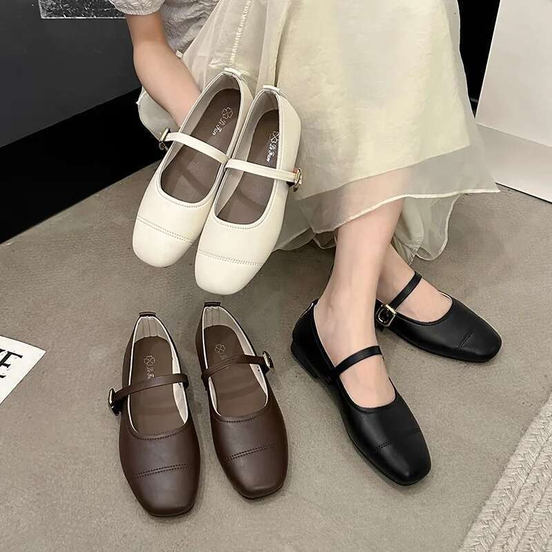 Spring/Autumn Fashion Buckle Single Women's Solid Color Model Square Toe Beautiful Casual and Comfortable Loafers atos