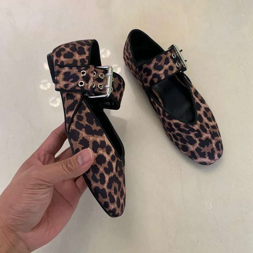 Fashion Womens Leopard Print Casual Flat Shoe Summer Mary Jane Shoes Woman Slip-on Flats