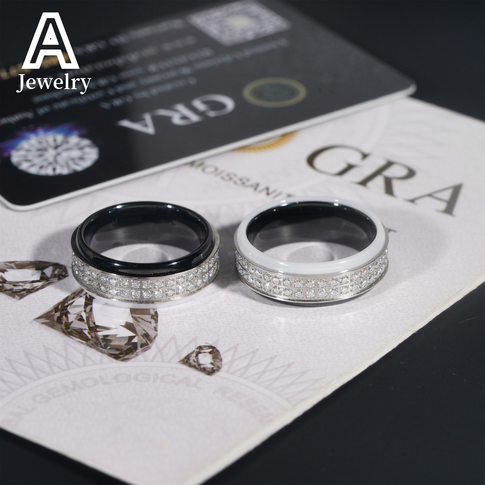 European and American new style stainless steel Mossant 8/10# Light luxury fashion mens and womens trend rings