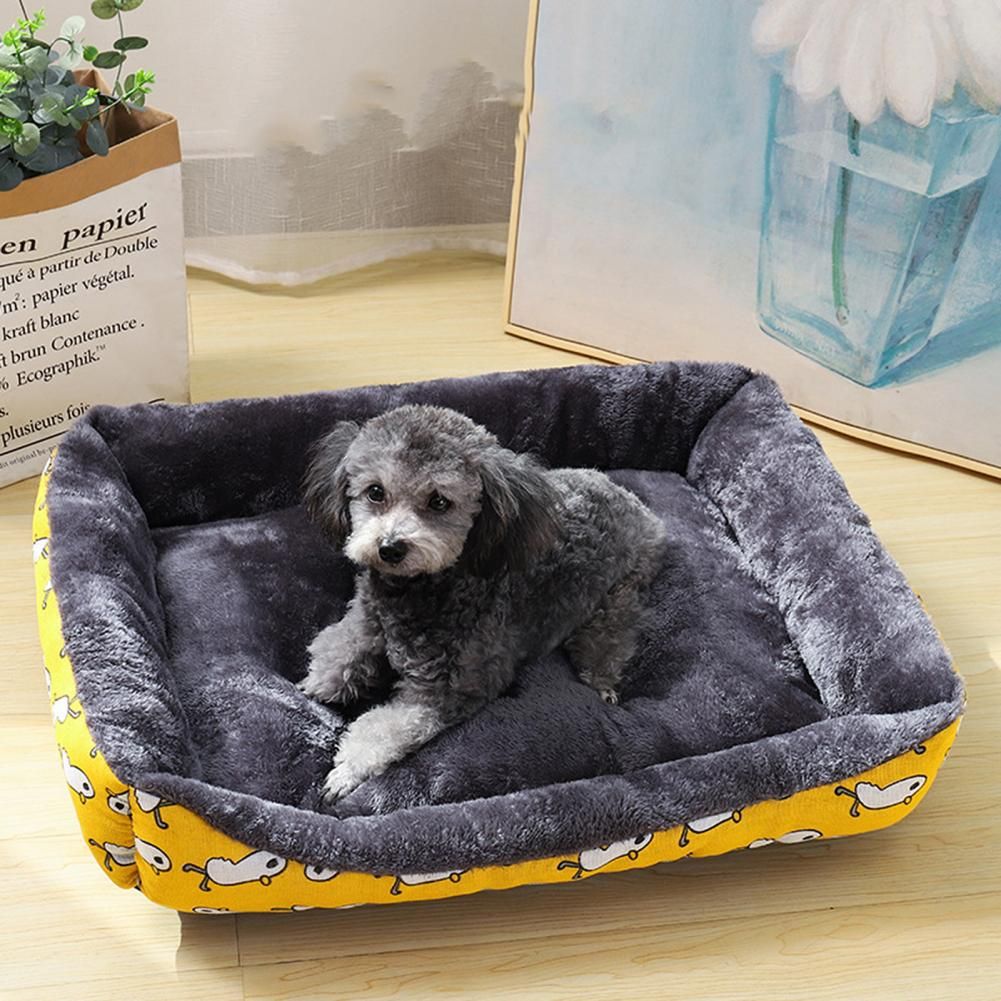 Pet Winter Nest - Cozy Rectangle-Shaped Kennel with Stylish Animal Pattern Cushions for Dogs & Cats