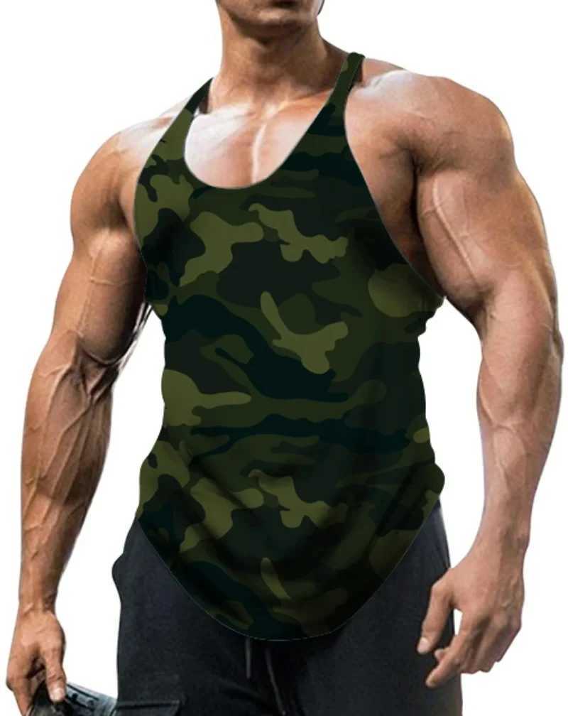 New mens camouflage printed vest 3D fashionable cool gym vest mens popular fitness sports sleeveless top X250324