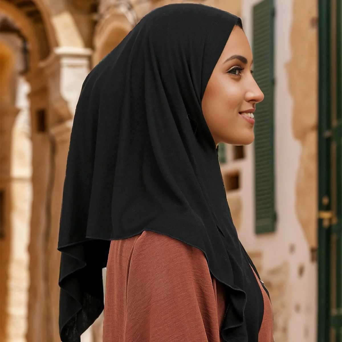 Wan Solid Modal Jersey Headscarf Instant Headscarf Muslim Wan Headscarf Womens Casual Packaging Islamic Headscarf Turban 68 * 68cm X250324