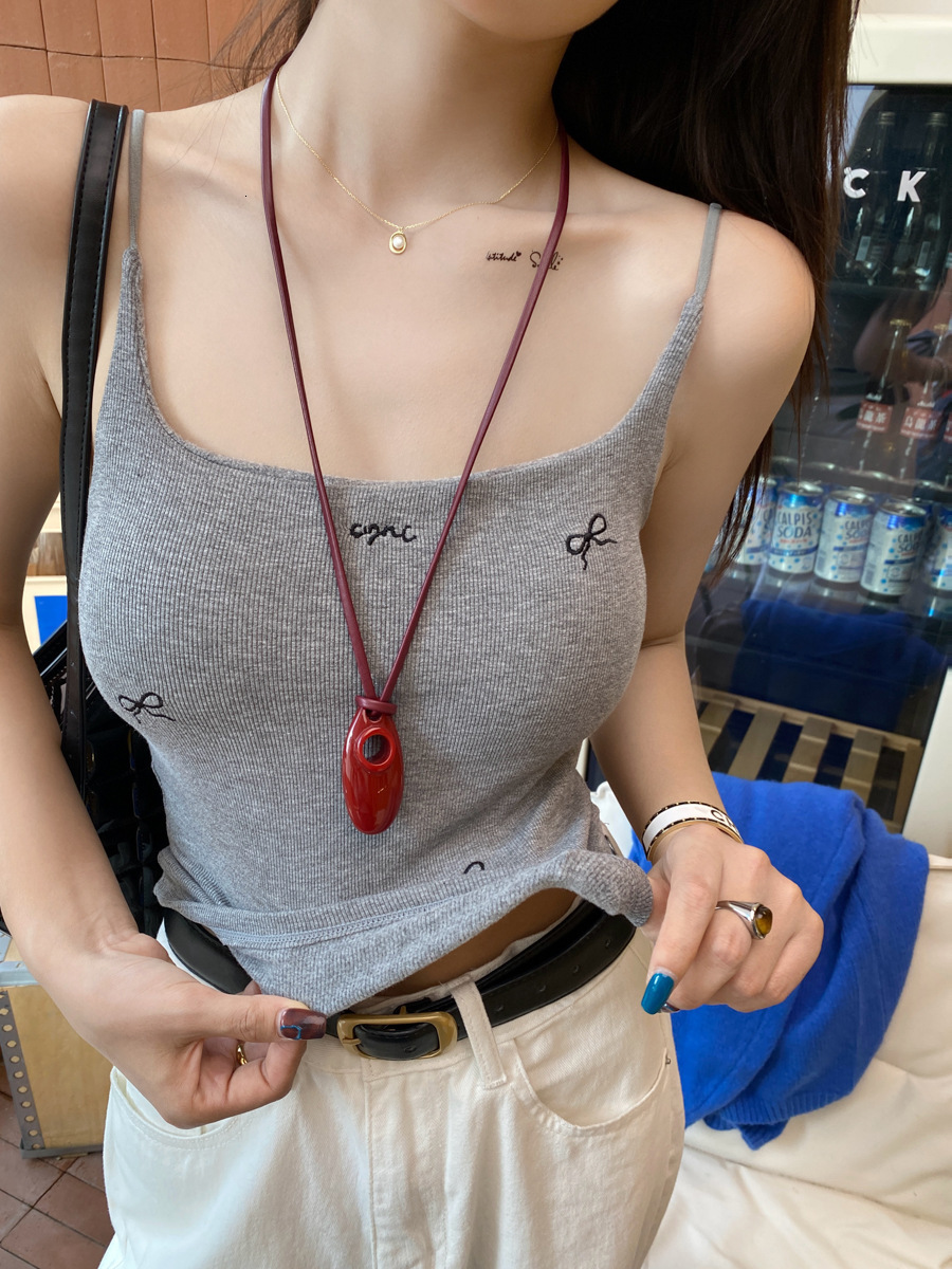 Butterfly Knot With Chest Cushion Vest Women's Inner Layer 2025 Autumn And Winter New Style Beautiful Back Base White Small Suspender Warm Top