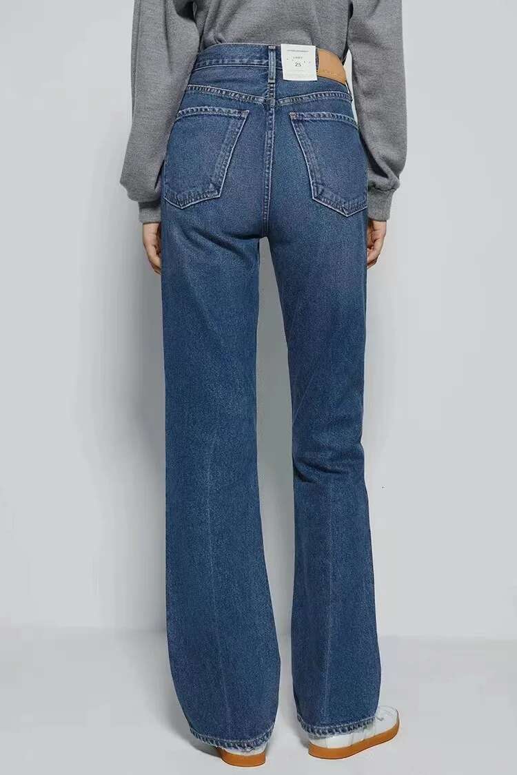 Women's Street Fashion Black Blue Long Jeans High-Waist Non-Elastic Wide Leg Flare Denim Trousers