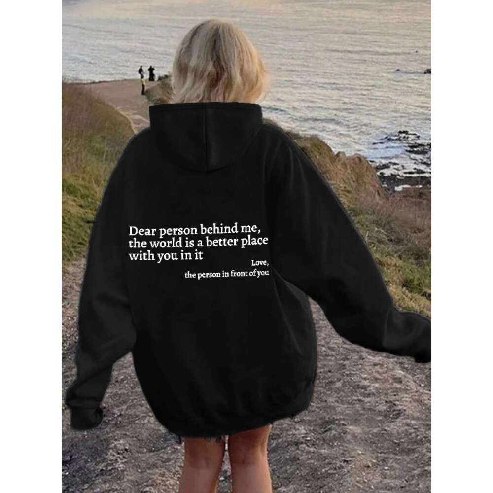 Plus Size Women's Letter Printed Casual Outdoor Sports Hoodie